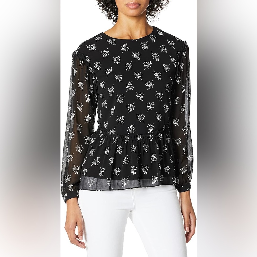 Kensie Chic Black Floral Blouse size small